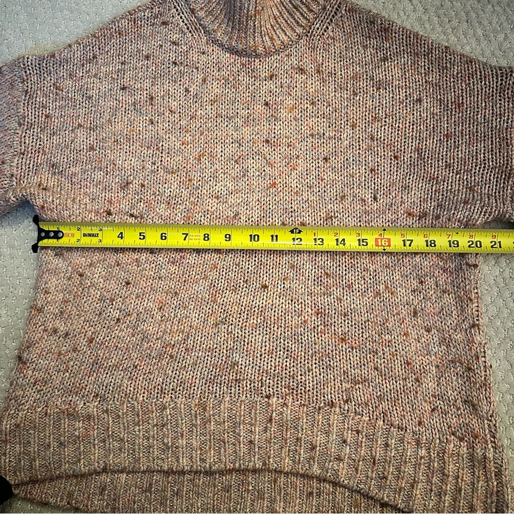 Ann Taylor Speckled Pastel Metallic Mock Neck Sweater Cozy Quiet Luxury | Medium - Picture 7 of 7